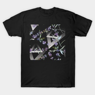 Lavender Flower Watercolor Geometric Design T-Shirt